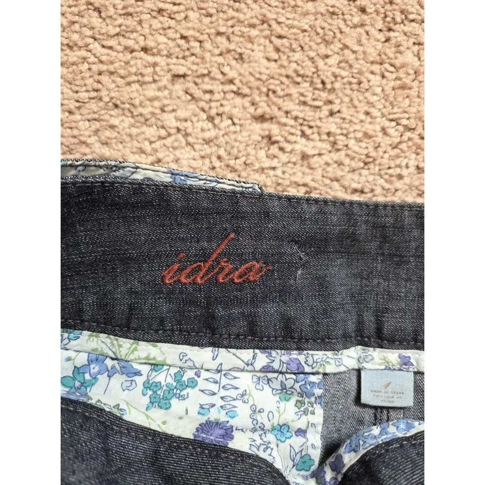 Idra Anthropologie Dark Gray Denim Look Pocket Buttons Mini Skirt, Size 4